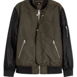 H&M Khaki and Black Bomber Jacket